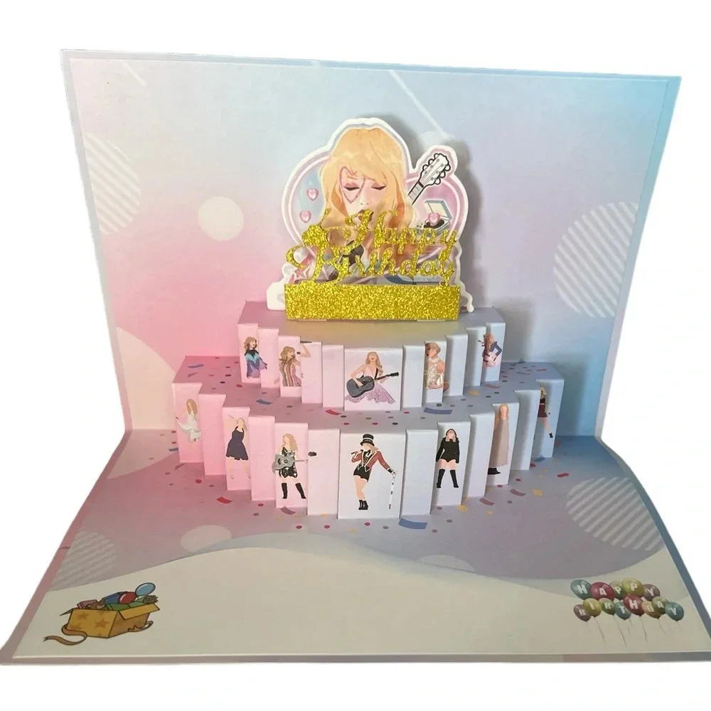 2-Taylor Swift Happy Birthday Card Swiftie Gift Eras Tour Pop Up 2 Card Set